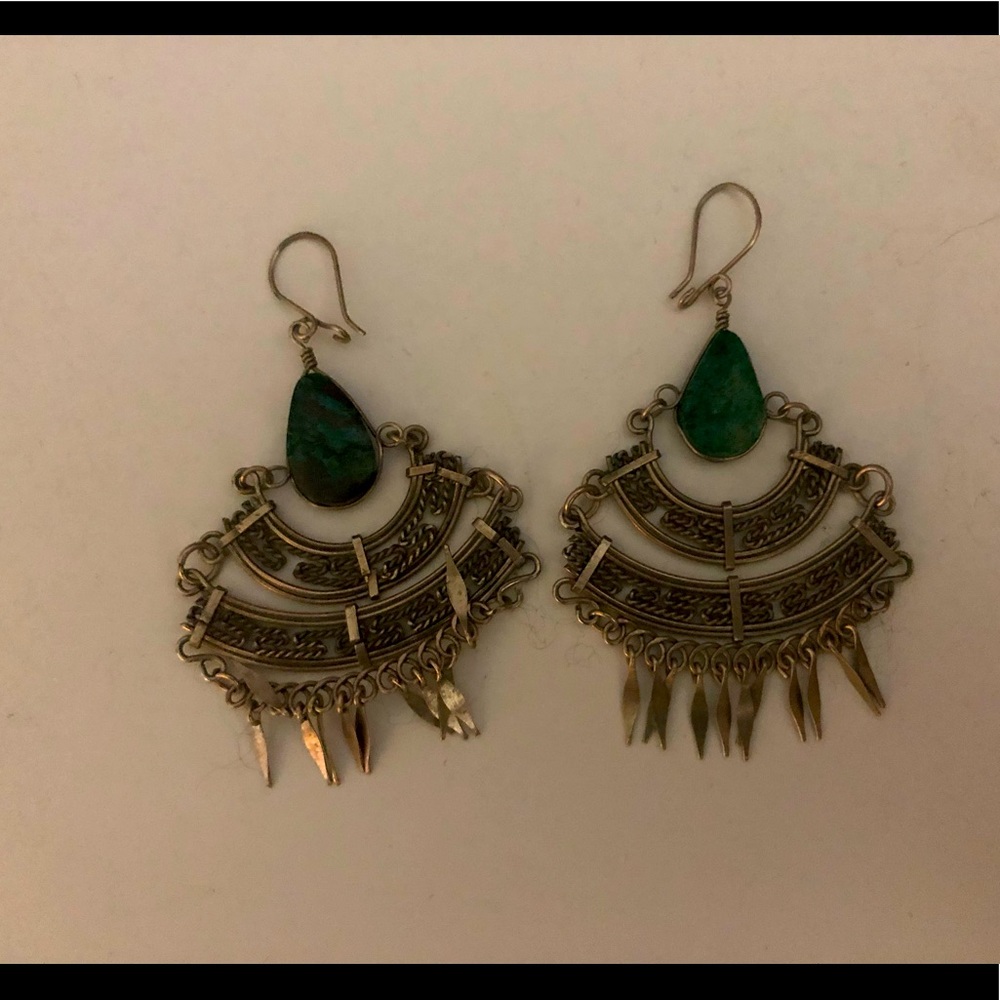 Silver and turquoise bohemian earrings